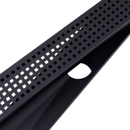 1000mm Bathroom Shower Black Grate Drain w/Centre outlet Floor Waste Square Pattern