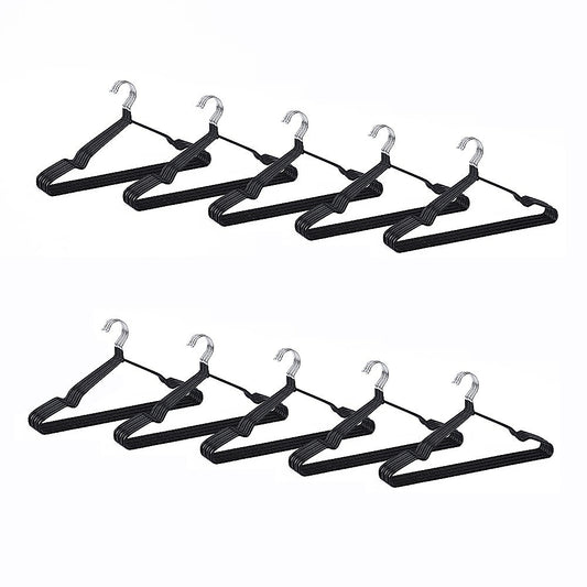 100x Metal Clothes Hangers Non Anti Slip Rubber Coated Wire Suit Coat Hanger